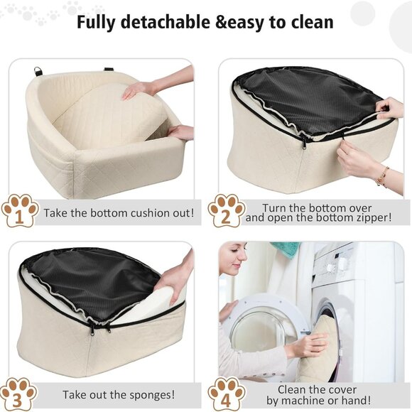 Car Seat for Small Medium Dogs,Detachable Washable Dog Booster Seat Under 30lbs - Picture 5 of 6